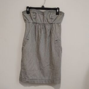 American Eagle | Blue + White Pinstripe Strapless Dress | 6